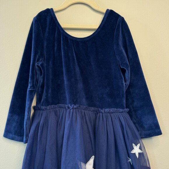 MINI BODEN Rainbow Tulle Dress Girls 11-12 152 Blue Velour Tulle Applique Stars - Picture 3 of 10